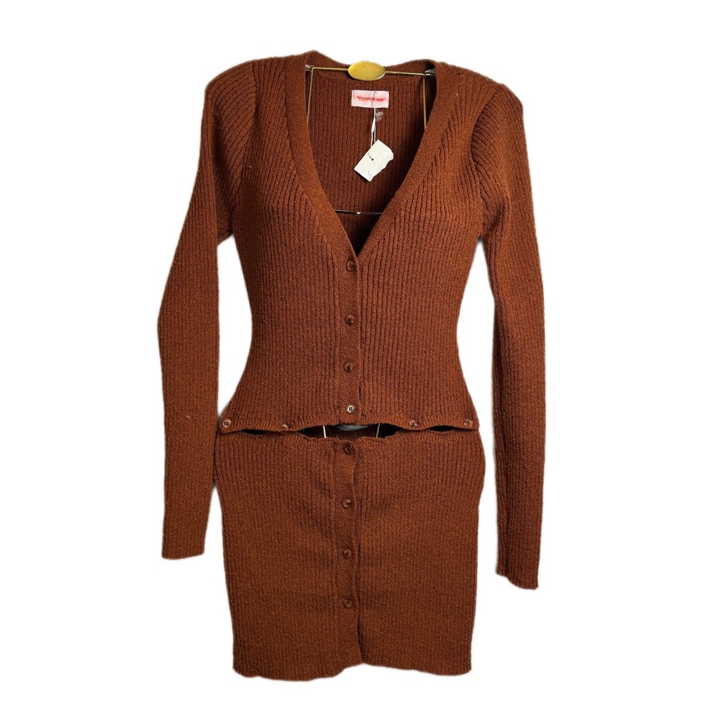 Novan Birdie Women's Cable Knit‎ Cardigan Sweater/Mini Dress Size Large NWT